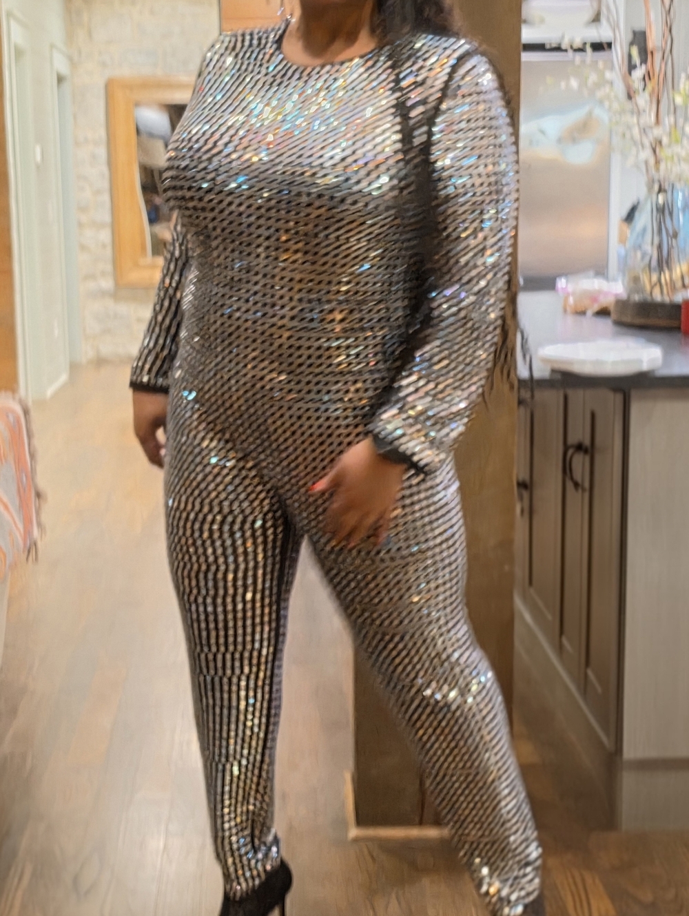 NWT Akira PLUS Black Embellished Long-Sleeve Jumpsuit